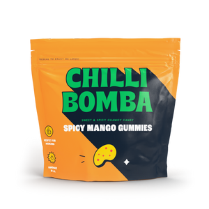Chilli Bomba Spicy Mango Gummies, chili chamoy candy hand-made in LA