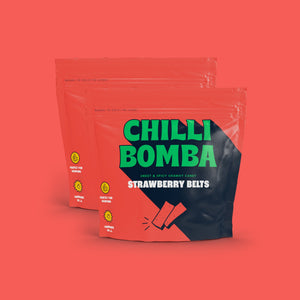 Chilli Bomba Strawberry Belts, chili chamoy candy hand-made in LA