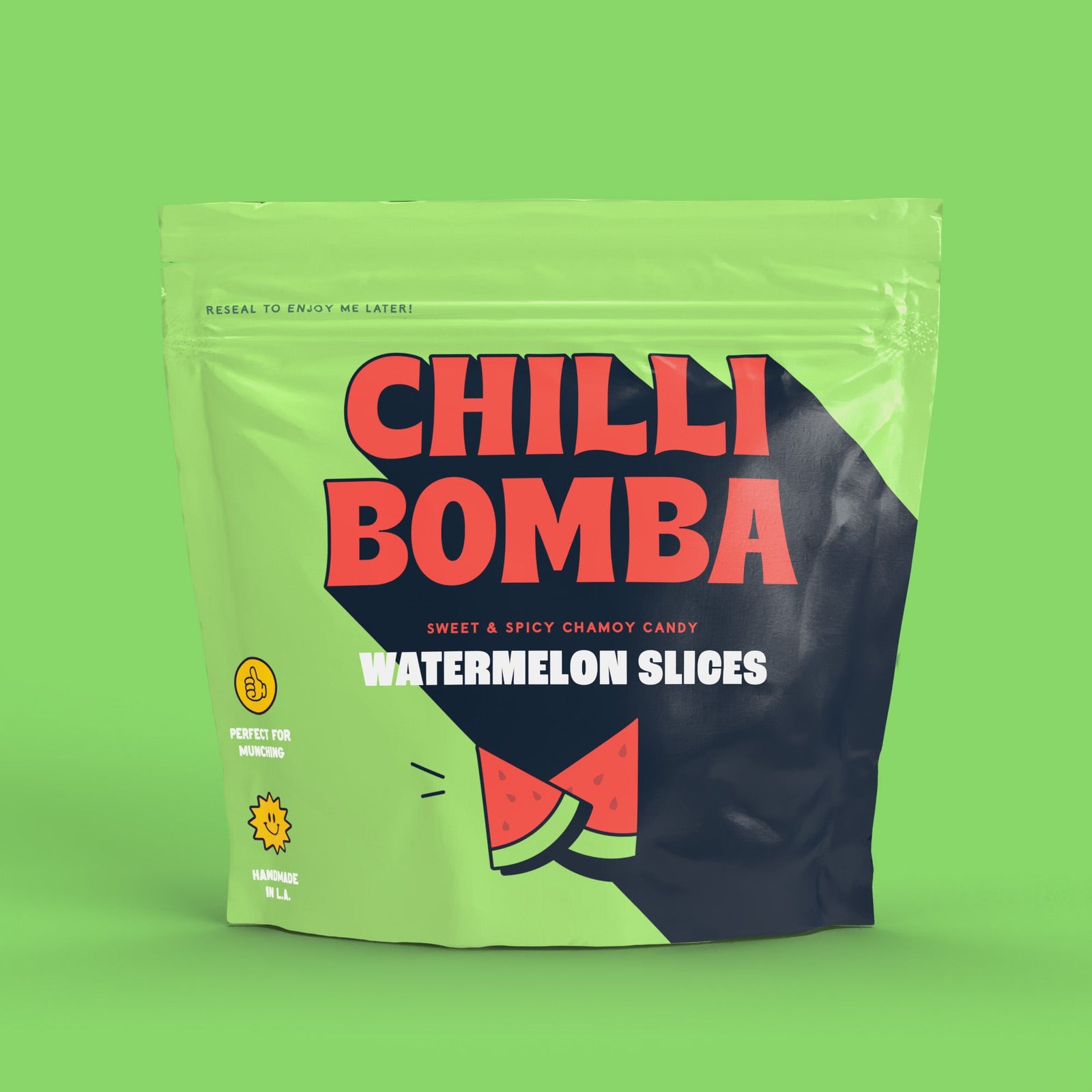 Chilli Bomba Watermelon Slices, chili chamoy candy hand-made in LA