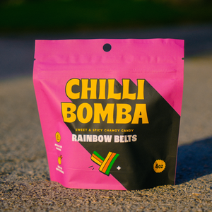 Chilli Bomba Rainbow Belts, chili chamoy candy hand-made in LA
