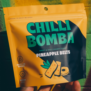 Chilli Bomba Pineapple Belts, chili chamoy candy hand-made in LA