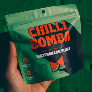 Chilli Bomba Watermelon Slices, chili chamoy candy hand-made in LA